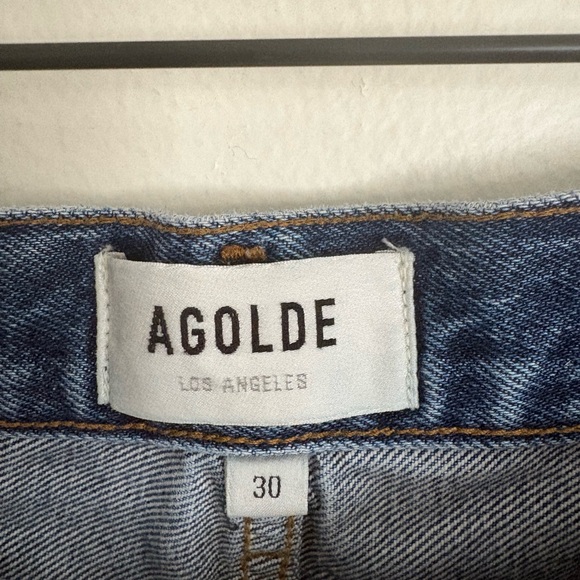 AGOLDE Distressed High Rise Cut Off Women's Blue Cotton Denim Shorts size 30 NWT - Picture 3 of 8